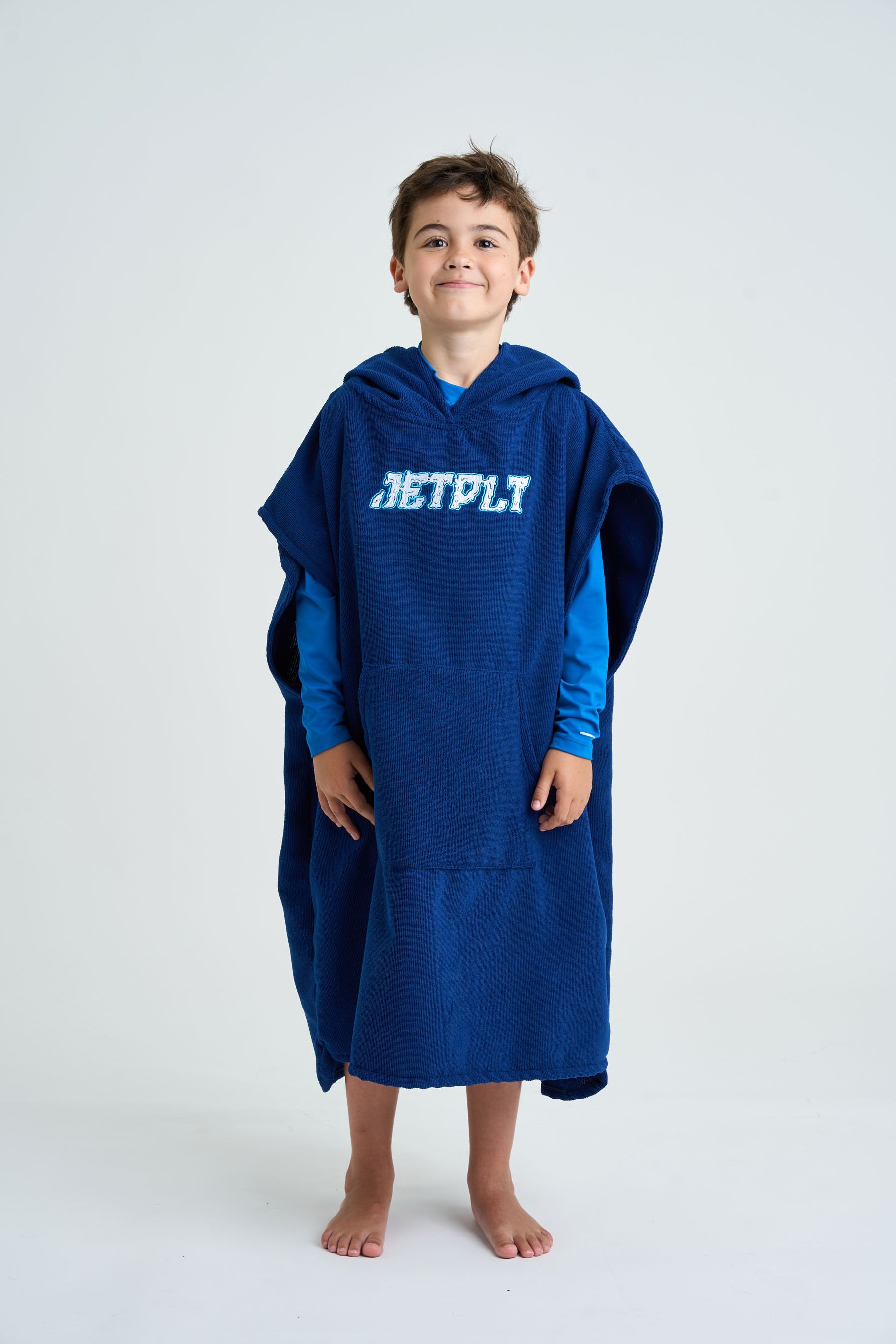 Jetpilot Youth Kids Hoodie Towel - Blue - Front On Body