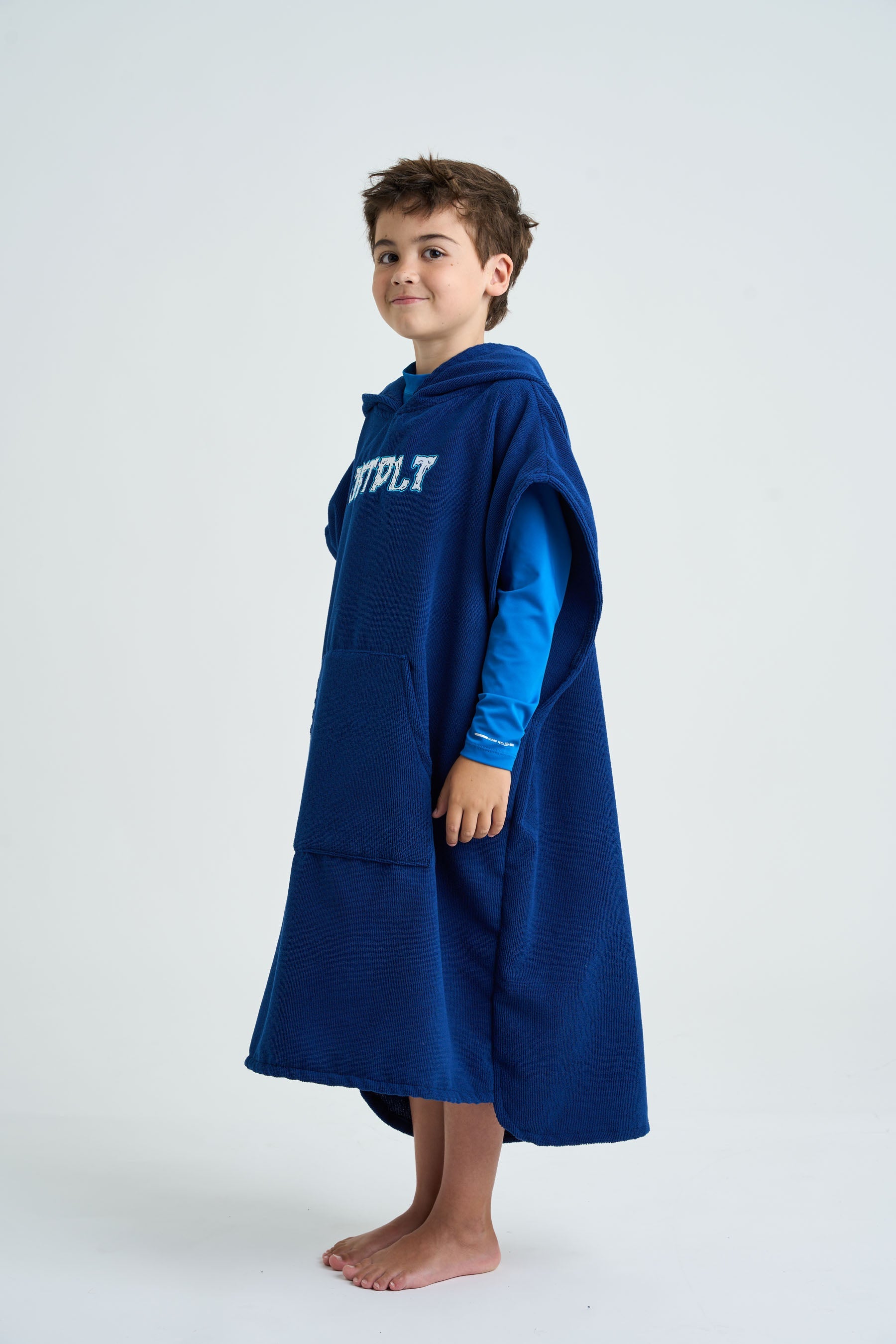 Jetpilot Youth Kids Hoodie Towel - Blue - Side On Body