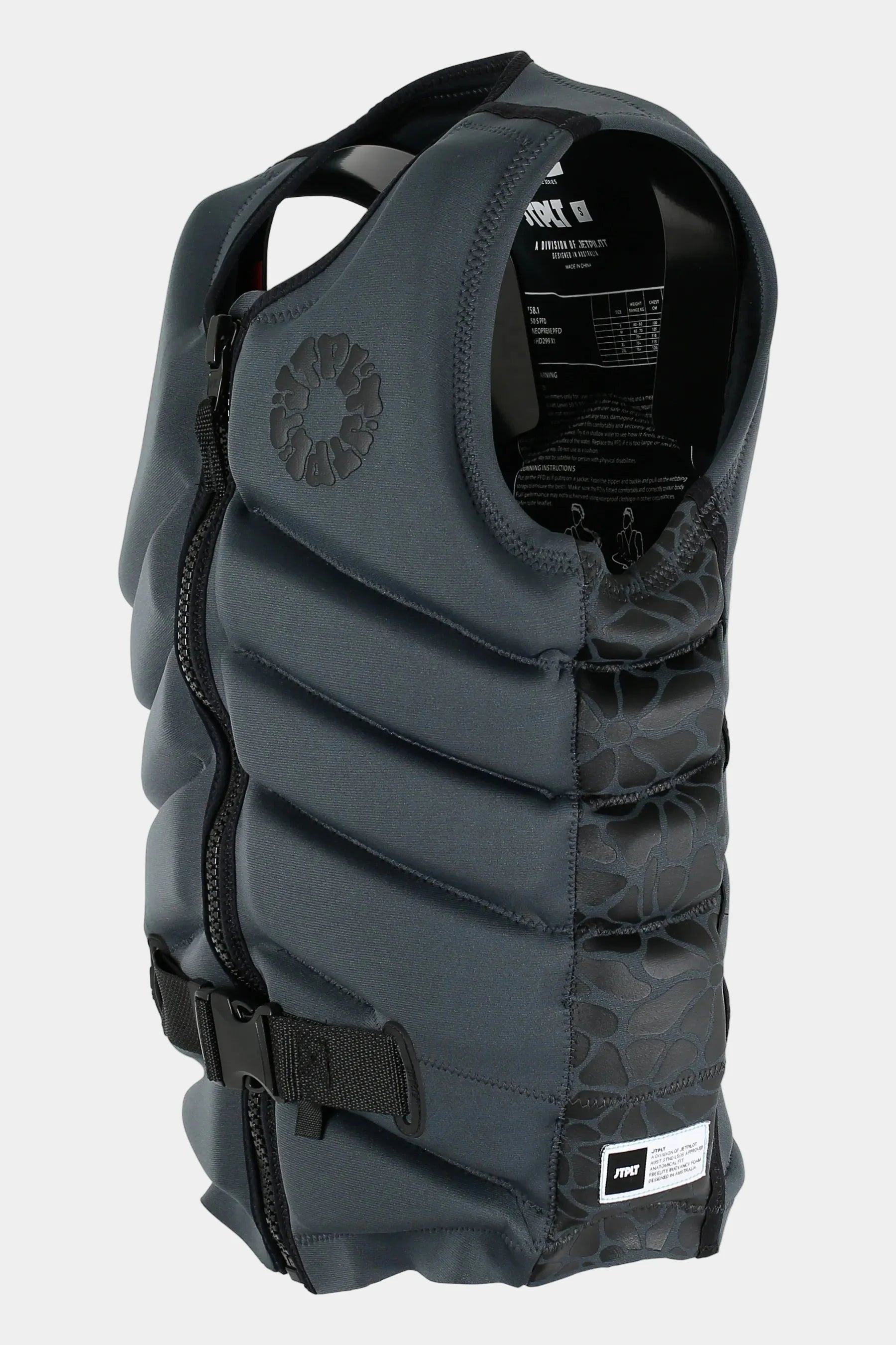 Jetpilot X1 Life Jacket - Bust Dunn Signature Series - Charcoal with branding on a white background