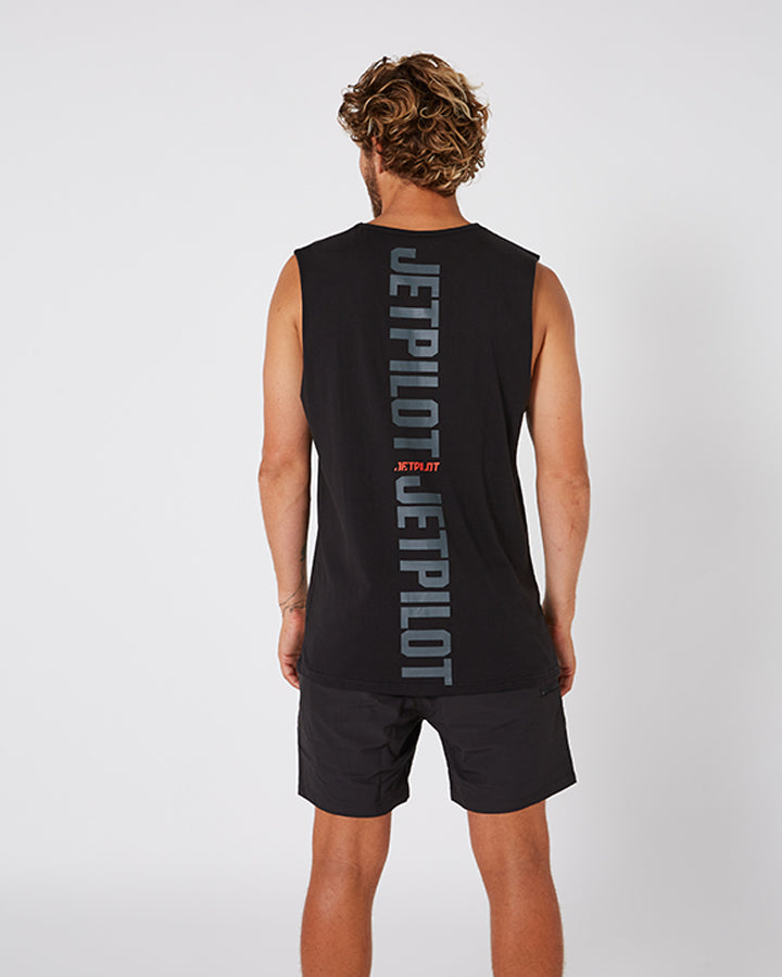 Jetpilot Freeride Mens Muscle Tee - Black Lifestyle2