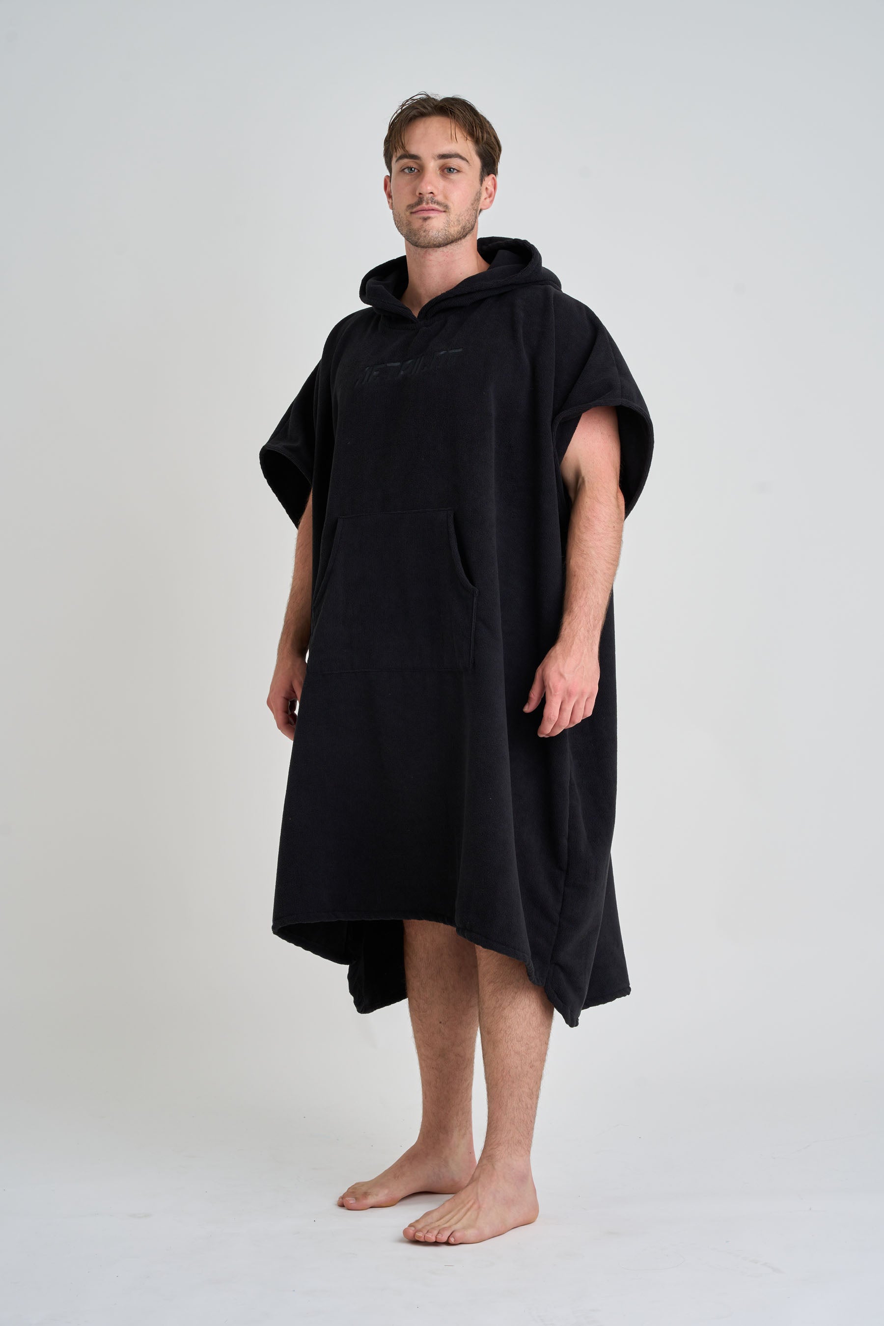 Jetpilot Venture Unisex Hoodie Towel - Black side profile
