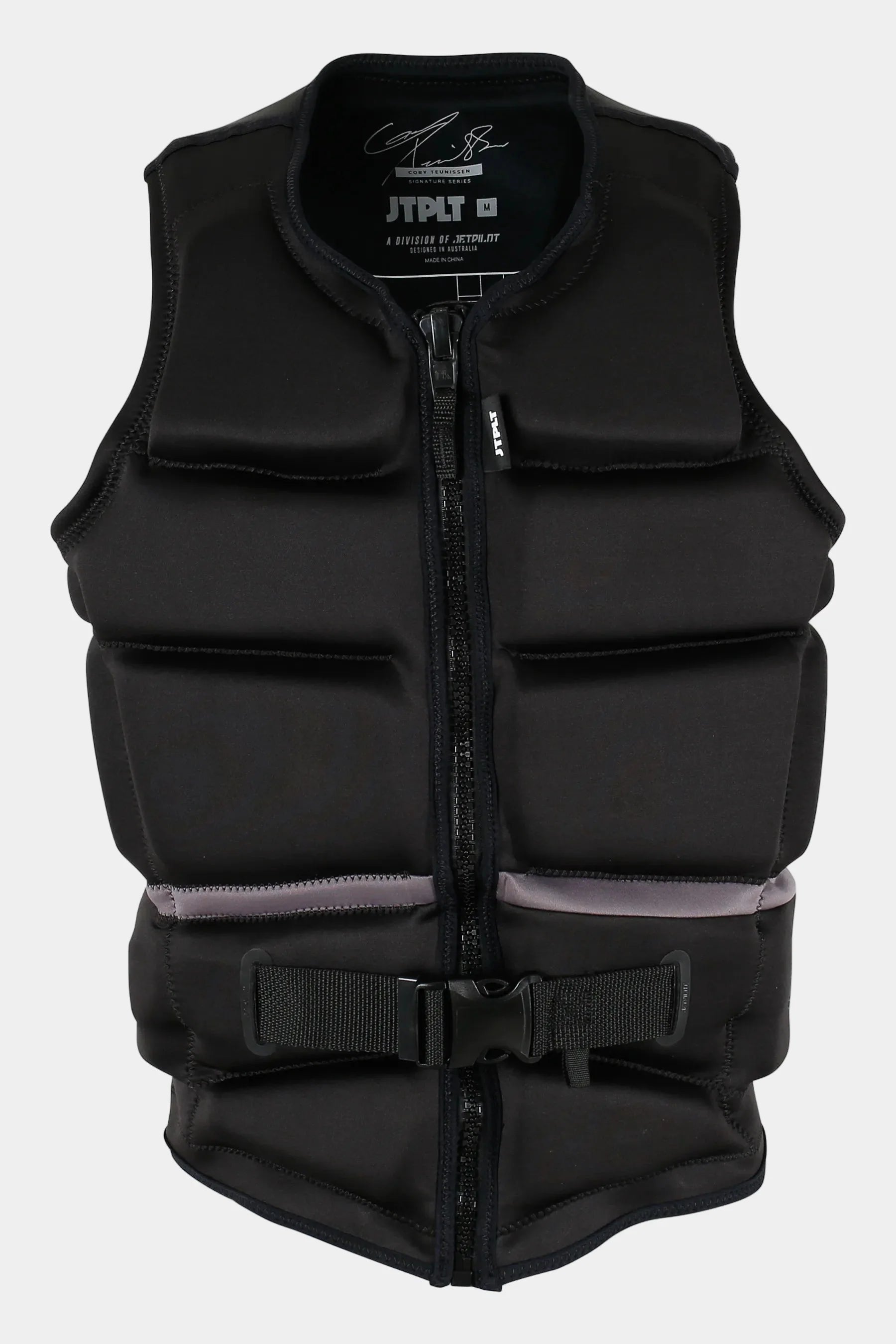 Jetpilot C4 Mens Life Jacket - Cory Tuenissen Signature Series - Black with visible branding on a white background