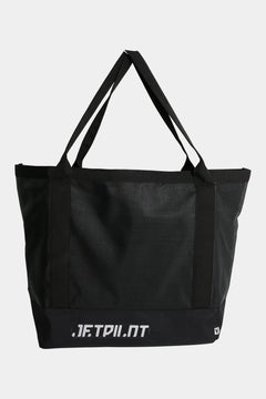 Black mesh tote bag  designed for easy storage on your Seadoo with Jetpilot branding on a white background
