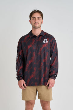 Jetpilot Venture Long Sleeve Fishing Polo - Red