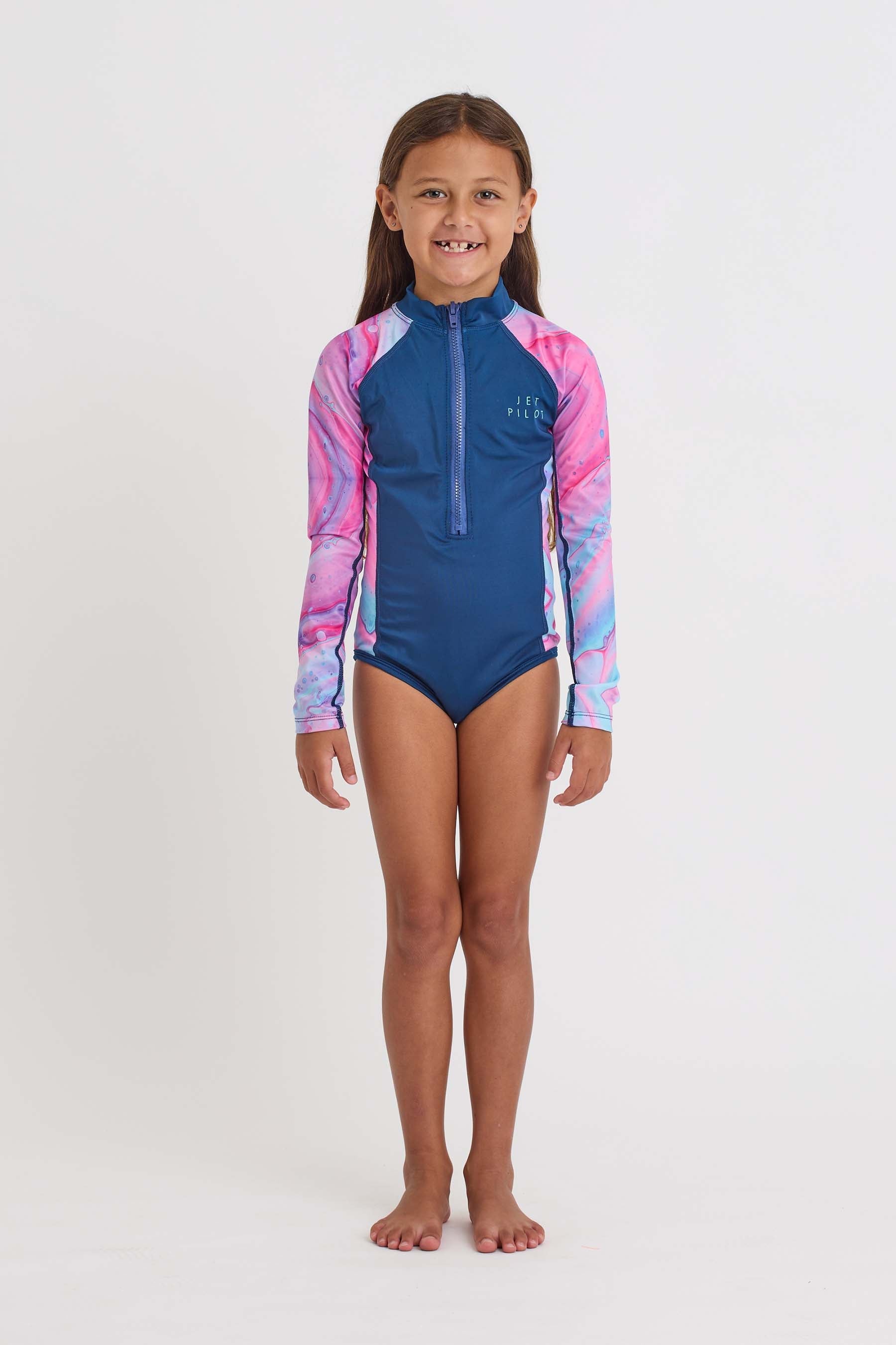 S24402 Jetpilot Youth Girls Ls Swimsuit - Fairy Floss - 1