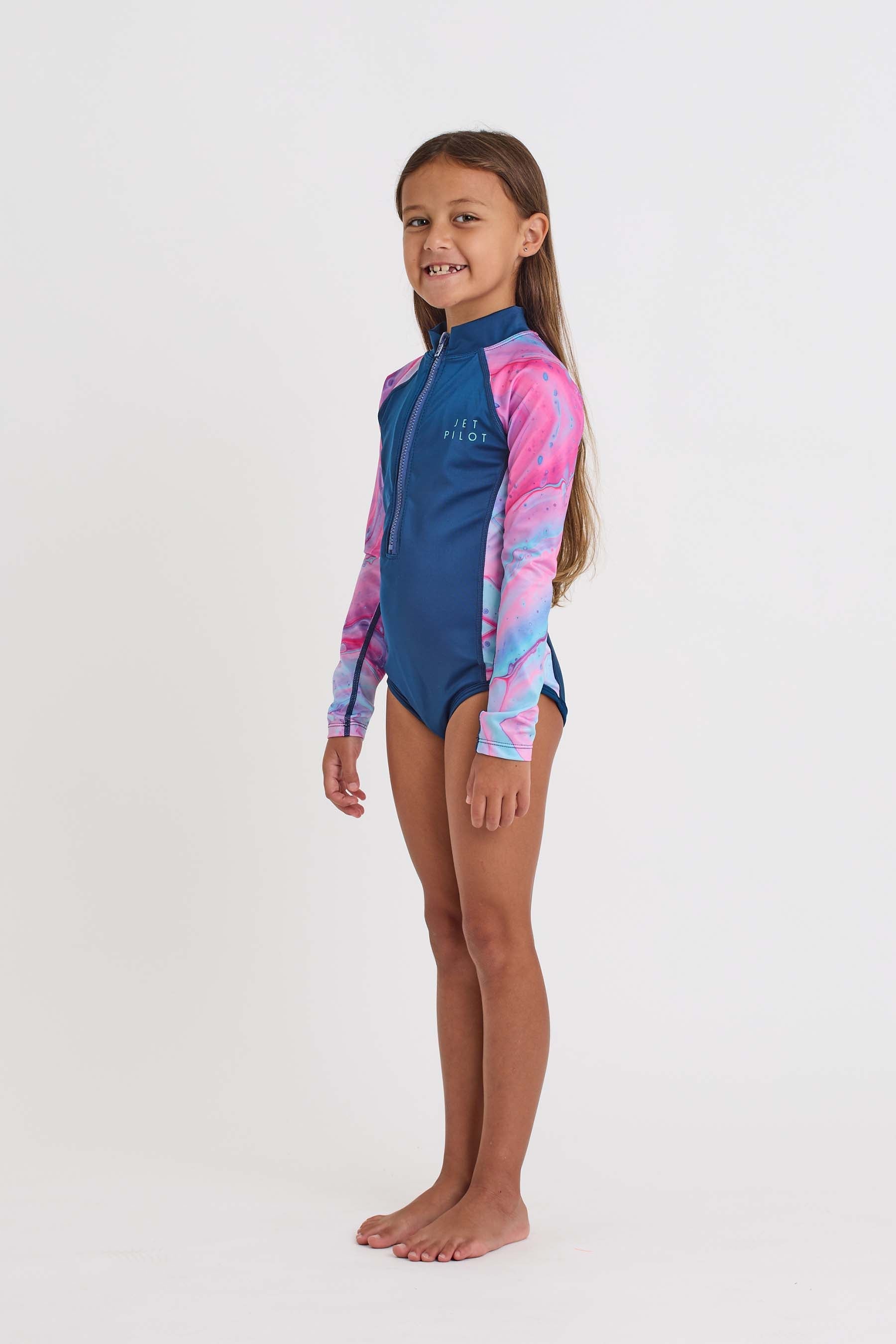 S24402 Jetpilot Youth Girls Ls Swimsuit - Fairy Floss - 2