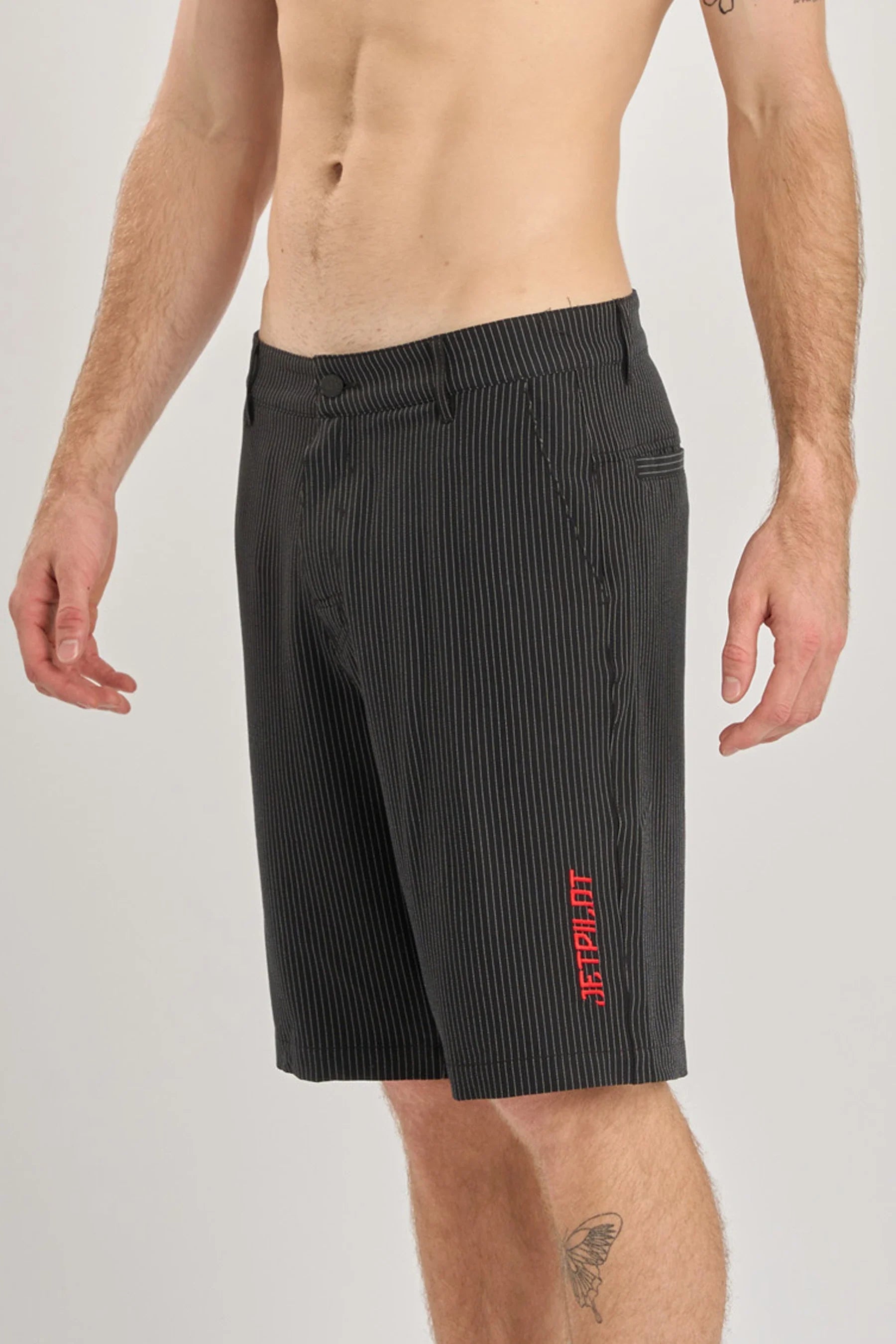 Jetpilot Check Ya Walkshort - Black In Focus Shot Front Side Profile