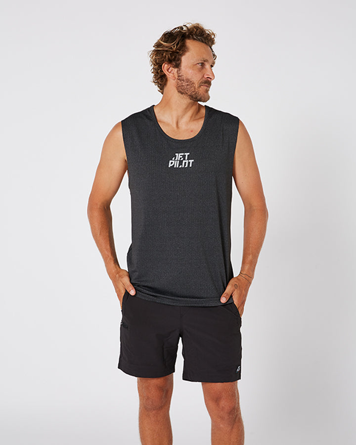 Jetpilot All Day Mens Muscle Tee - Black Lifestyle